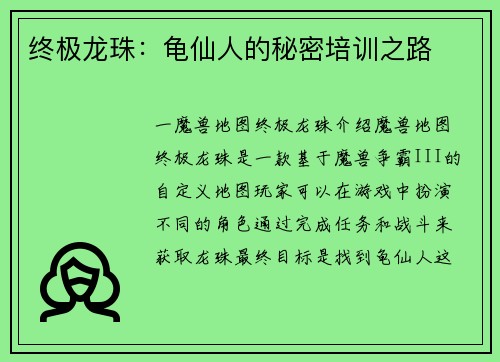 终极龙珠：龟仙人的秘密培训之路